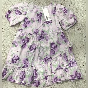 NWT JANIE AND JACK GIRLS PURPLE FLORAL RUFFLE DRESS